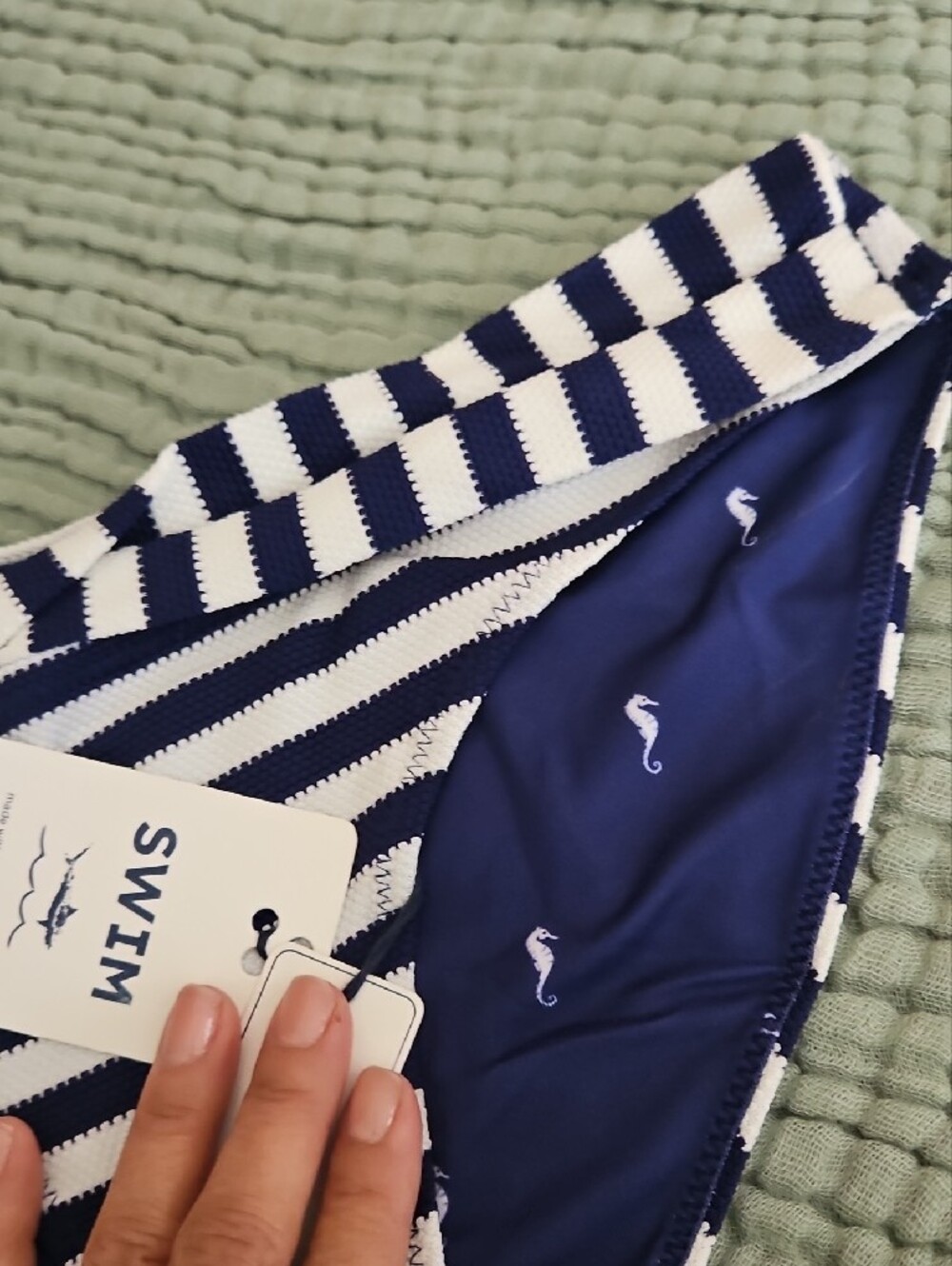Fat Face Navy and White Striped Bandeau Tankini Set - Picture 5 of 5
